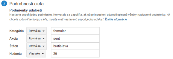 Podrobnosti cieľa udalosti