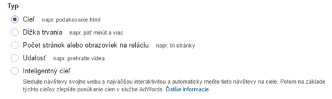 Typy cieľov v Google Analytics